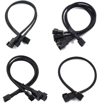 4-контактный Шим-кабель вентилятора с разветвлением от 1 до 2/3/4 путей, удлинитель длиной 27 см с черными рукавами, разъем для удлинительных кабелей PWM