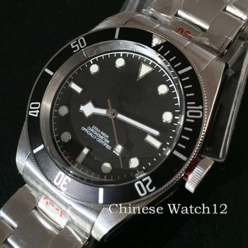 41-мм Автоматические мужские часы Japan NH35 Сапфировое стекло Черный циферблат Безель из сплава Вставка Браслет Люминесцентные деловые часы BLIGER Top