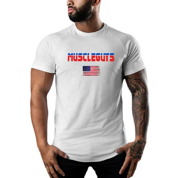 Летняя крутая Хлопчатобумажная футболка Мужская Тренировочная Футболка для Бега, футболка для фитнеса, Мужская пустая рубашка С круглым Вырезом, Дышащая Одежда