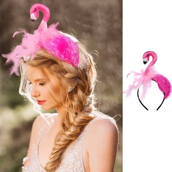 Обручи для волос с мультяшным чучелом фламинго, женский макияж, милая повязка на голову в прямом эфире