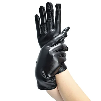 Черные глянцевые кожаные перчатки для актерского панка cos Короткие перчатки для этикета танцевальных выступлений из лакированной кожи